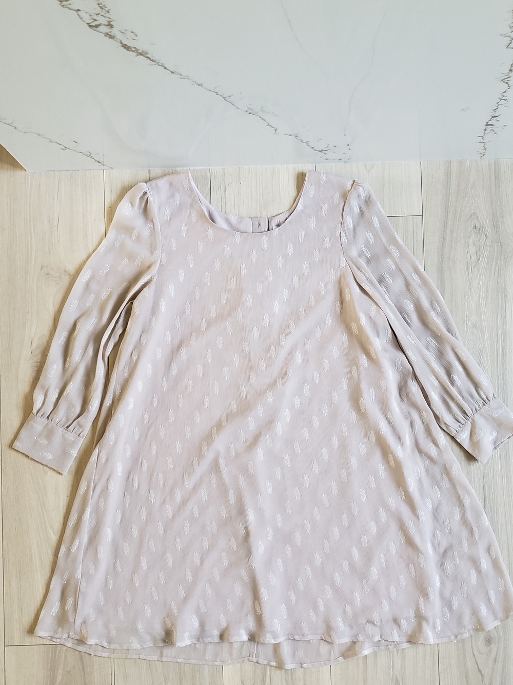 BB Dakota Pale Blush Puff-Sleeve Swing Dress